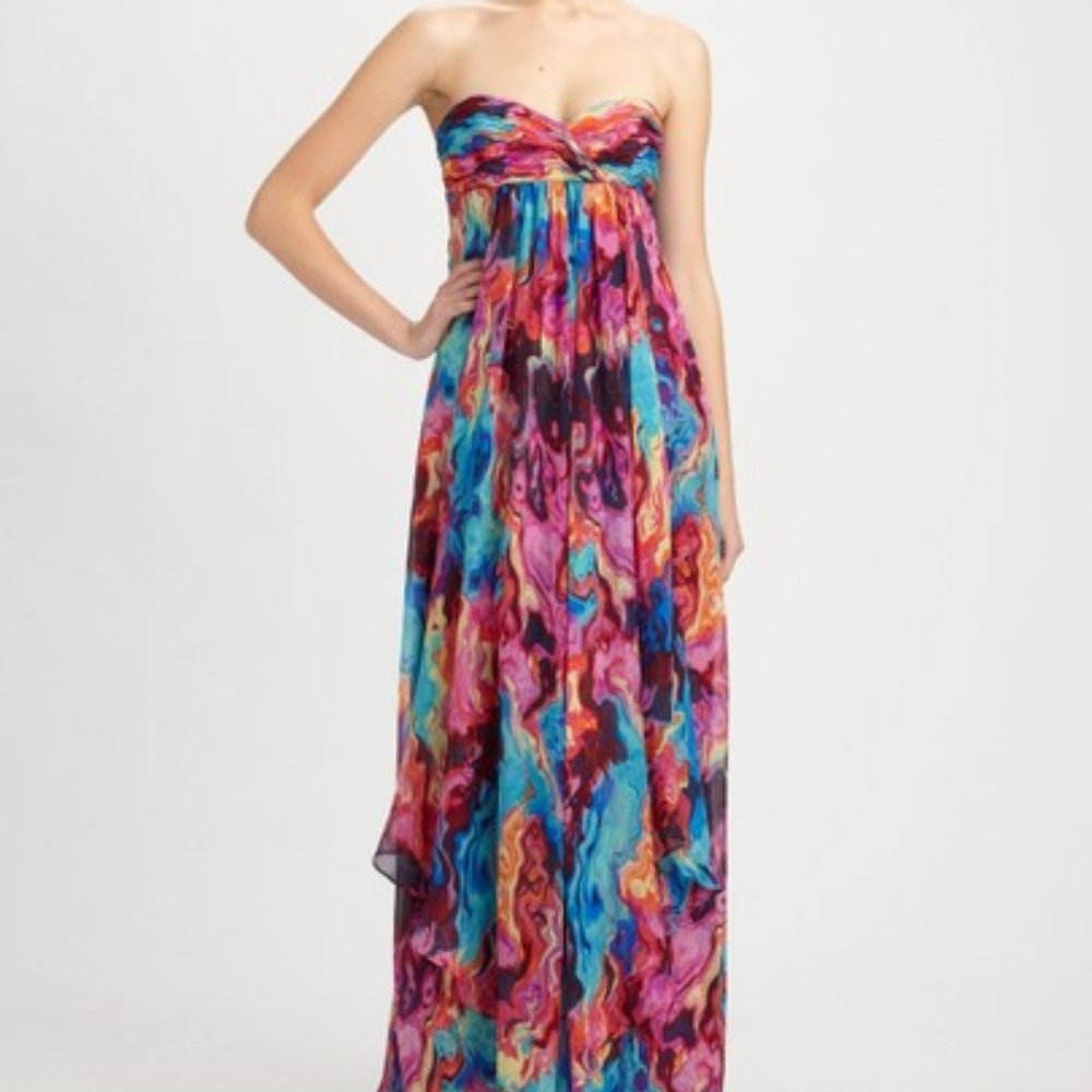 LAUNDRY Sunset Silk Multicolored  Maxi Dress 12